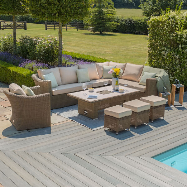 Maze - Winchester Deluxe Large Rattan Corner Dining Set with Rising Table & Armchair - Ceramic Glass product image