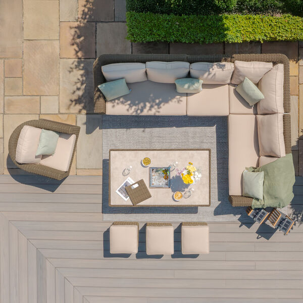 Maze - Winchester Deluxe Large Rattan Corner Dining Set with Rising Table & Armchair - Ceramic Glass product image