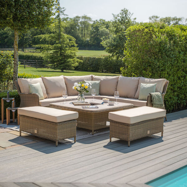 Maze - Winchester Royal Corner Rattan Dining Set with Ice Bucket & Rising Table - Ceramic Glass product image