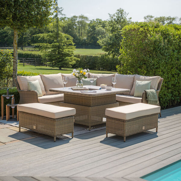 Maze - Winchester Royal Corner Rattan Dining Set with Ice Bucket & Rising Table - Ceramic Glass product image