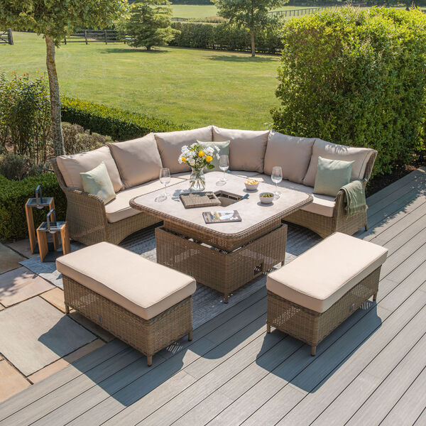 Maze - Winchester Royal Corner Rattan Dining Set with Ice Bucket & Rising Table - Ceramic Glass product image