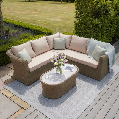 Maze - Winchester Small Rattan Corner Sofa Set - Ceramic Glass product image