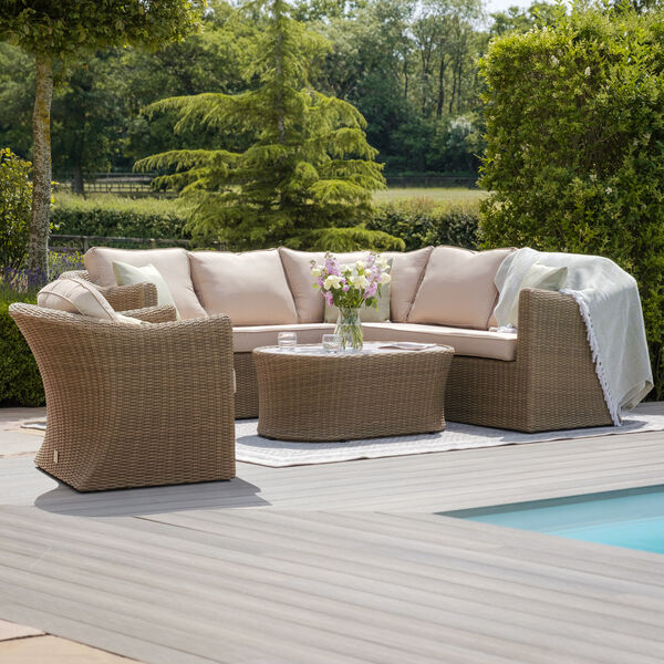 Maze - Winchester Small Rattan Corner Sofa Set with Armchair - Ceramic Glass product image