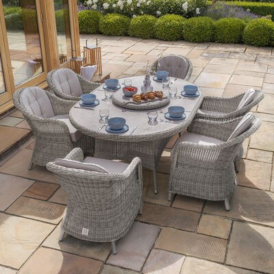 Maze - Oxford 6 Seat Oval Dining Set with Heritage Dining Chairs & Woven Lazy Susan - Ceramic Glass product image