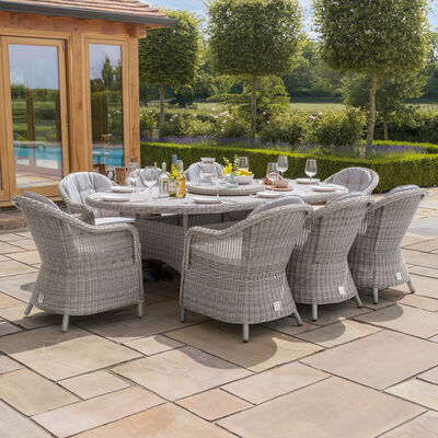 Maze - Oxford 8 Seat Oval Dining Set with Heritage Dining Chairs & Woven Lazy Susan - Ceramic Glass product image