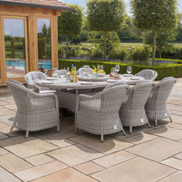 Maze - Oxford 8 Seat Oval Dining Set with Heritage Dining Chairs & Woven Lazy Susan - Ceramic Glass product image