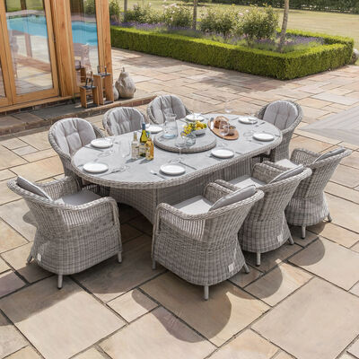 Maze - Oxford 8 Seat Oval Dining Set with Heritage Dining Chairs & Woven Lazy Susan - Ceramic Glass product image