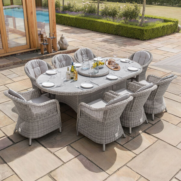 Maze - Oxford 8 Seat Oval Dining Set with Heritage Dining Chairs & Woven Lazy Susan - Ceramic Glass product image