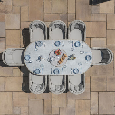 Maze - Oxford 8 Seat Oval Dining Set with Heritage Dining Chairs & Woven Lazy Susan - Ceramic Glass product image