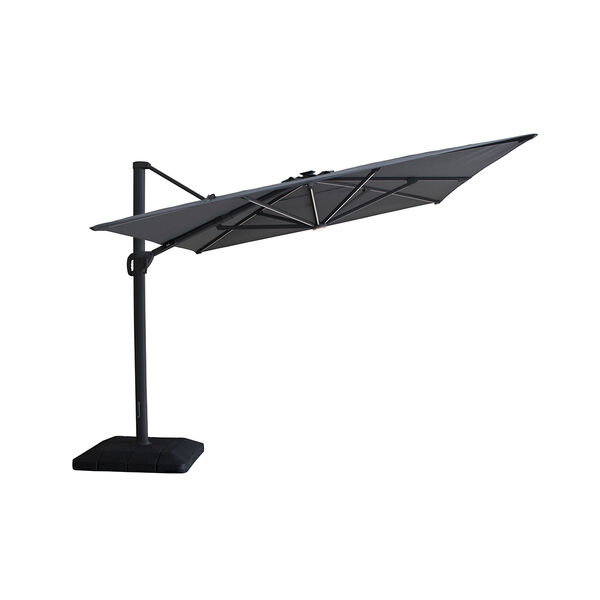 Maze - Aramis Solar LED 3m x 4m Rectangular Rotating Cantilever Parasol with Base - Charcoal Grey product image