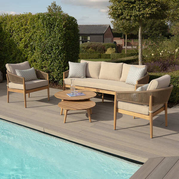 Maze - Porto Rope Weave 3 Seat Sofa Set with Pair of Round Coffee Tables & Armchairs product image