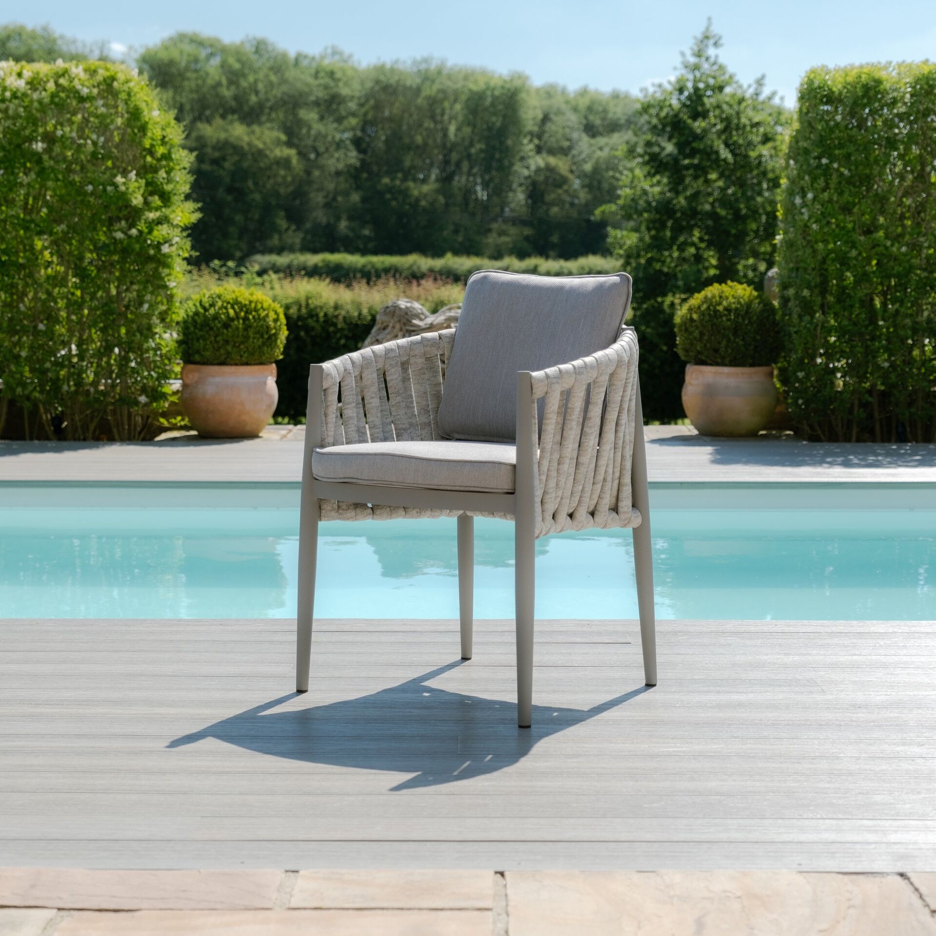 Maze - Milan Rope Weave 4 Seat Round Dining Set with Lazy Susan - Cool Linen product image