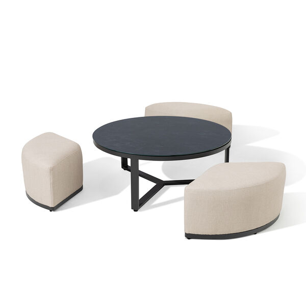 Maze - Outdoor Fabric Ibiza Medium Corner Sofa Set with Round Coffee Table & 3 Footstools - Oatmeal product image