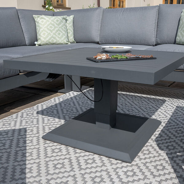 Maze - Amalfi Square Aluminium Corner Dining Set with Rising Table & Footstools - Grey product image