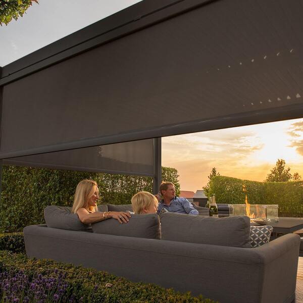 Maze Como - 4m x 4m Aluminium Metal Outdoor Garden Pergola with 4 Drop Sides & LED Lighting - Grey product image