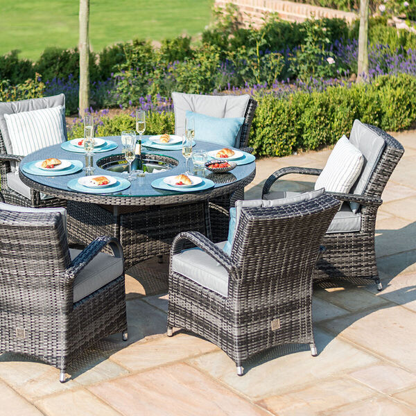 Maze - Texas 8 Seat Round Rattan Dining Set with Ice Bucket & Lazy Susan - Grey product image