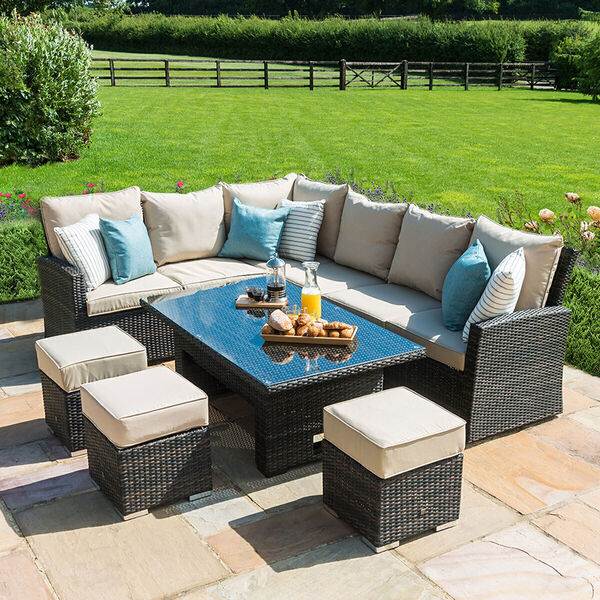 Maze - Kingston Corner Rattan Sofa Dining Set with Rising Table - Brown product image