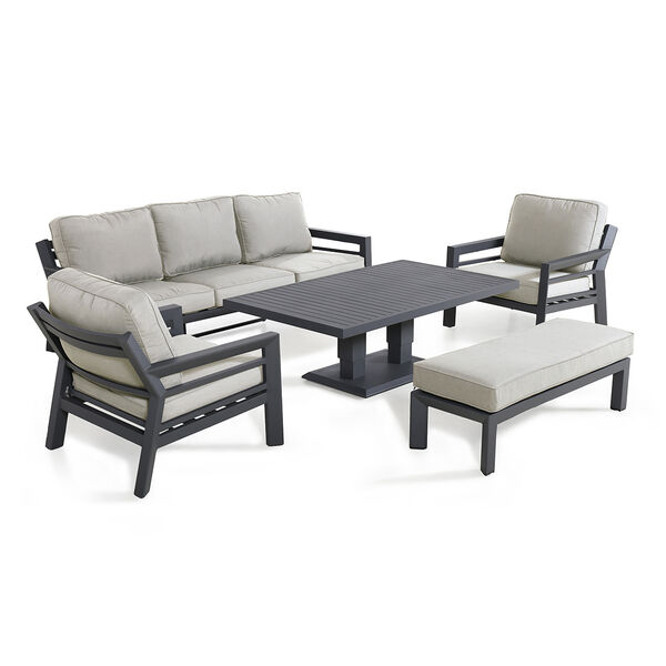 Maze - New York 3 Seat Sofa Aluminium Sofa Set with Rising Table - Dove Grey product image