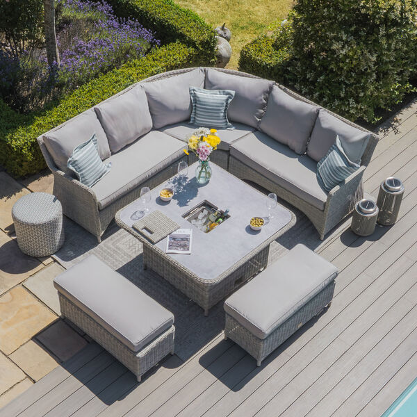 Maze - Oxford Royal Rattan Corner Dining Sofa Set with Ice Bucket & Rising Table - Ceramic Glass product image