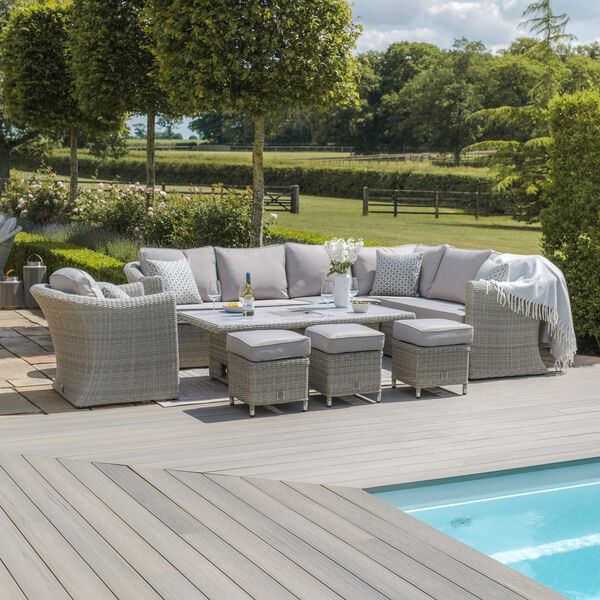 Maze - Oxford Deluxe Large Rattan Corner Dining Set with Rising Table & Armchair - Ceramic Glass product image