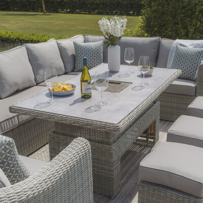 Maze - Oxford Deluxe Large Rattan Corner Dining Set with Rising Table & Armchair - Ceramic Glass product image