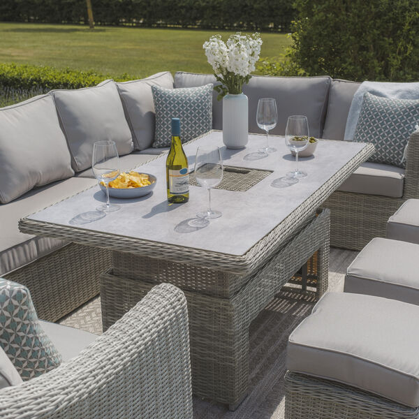 Maze - Oxford Deluxe Large Rattan Corner Dining Set with Rising Table & Armchair - Ceramic Glass product image