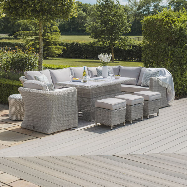 Maze - Oxford Deluxe Large Rattan Corner Dining Set with Rising Table & Armchair - Ceramic Glass product image