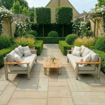 Sicily Sofa Set With 2 x 3 Seat Sofas - Latte Frame/Latte Cushions