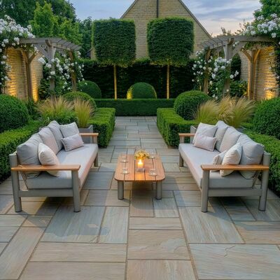 Sicily Sofa Set With 2 x 3 Seat Sofas - Latte Frame/Latte Cushions