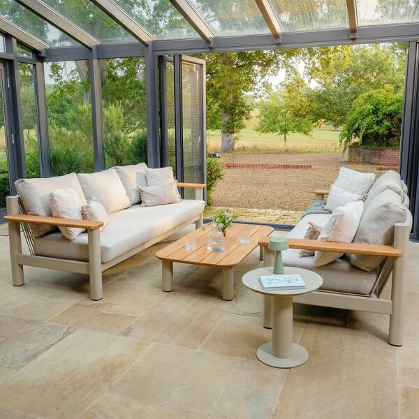 Sicily Sofa Set With 2 x 3 Seat Sofas - Latte Frame/Latte Cushions
