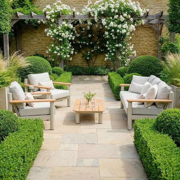 Sicily 3 Seat Sofa & Armchairs Set - Latte Frame/Latte Cushions