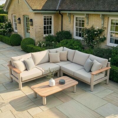 Sicily Corner Sofa Set - Latte Frame/Latte Cushions