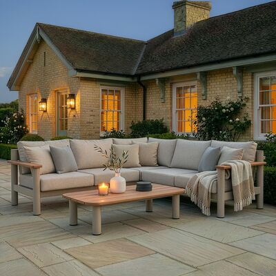 Sicily Corner Sofa Set - Latte Frame/Latte Cushions