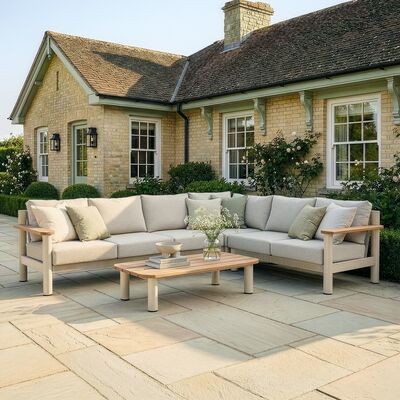 Sicily Large Corner Sofa Set - Latte Frame/Latte Cushions