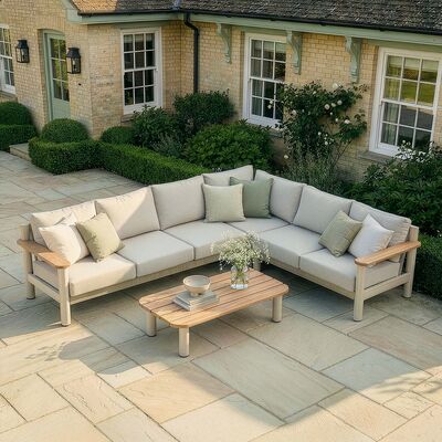 Sicily Large Corner Sofa Set - Latte Frame/Latte Cushions