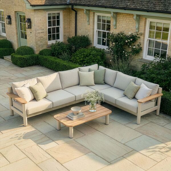 Sicily Large Corner Sofa Set - Latte Frame/Latte Cushions