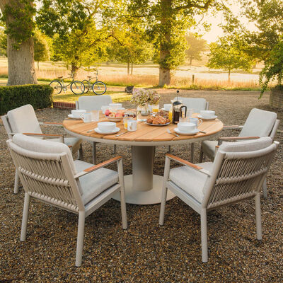 Maze - Sicily Rope Weave 6 Seat Round Pedestal Dining Set - Latte product image
