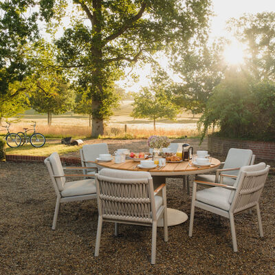 Maze - Sicily Rope Weave 6 Seat Round Pedestal Dining Set - Latte product image