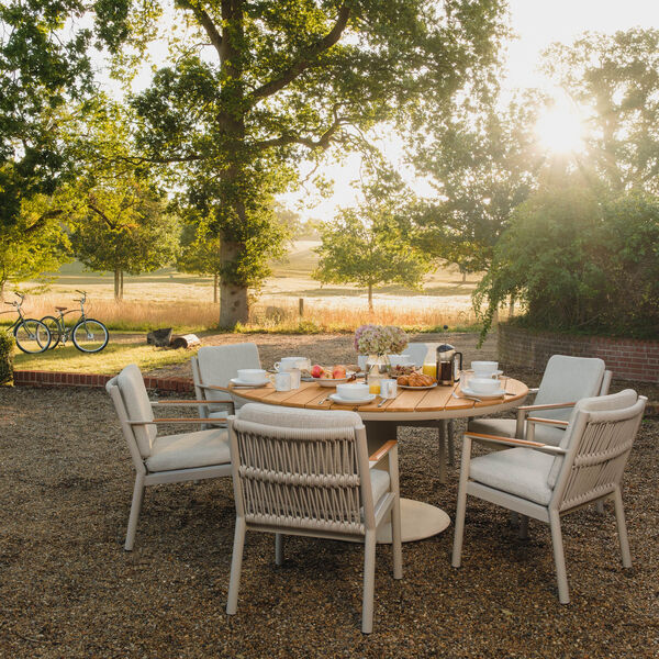 Maze - Sicily Rope Weave 6 Seat Round Pedestal Dining Set - Latte product image