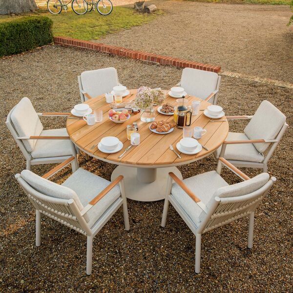 Maze - Sicily Rope Weave 6 Seat Round Pedestal Dining Set - Latte product image