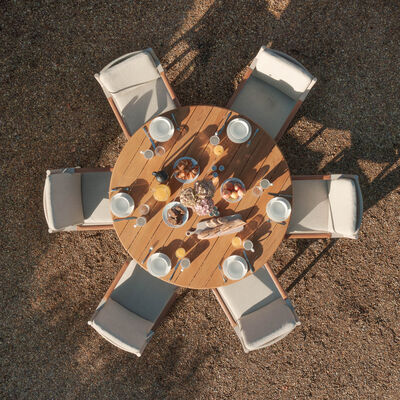 Maze - Sicily Rope Weave 6 Seat Round Pedestal Dining Set - Latte product image