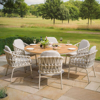 Maze - Sicily Open Rope Weave 6 Seat Round Pedestal Dining Set - Latte product image