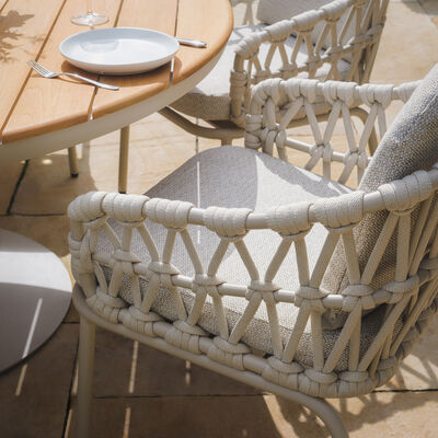 Maze - Sicily Open Rope Weave 6 Seat Round Pedestal Dining Set - Latte product image