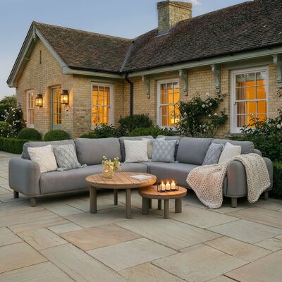 Sicily Corner Sofa Set with 2 x Round Coffee Table  - Café
