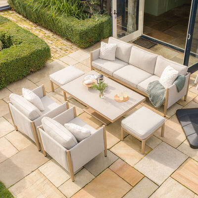 Maze - Burford 3 Seat Aluminium Sofa Dining Set with Rising Table & Footstools - Almond product image