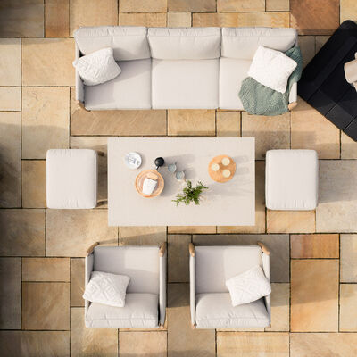 Maze - Burford 3 Seat Aluminium Sofa Dining Set with Rising Table & Footstools - Almond product image