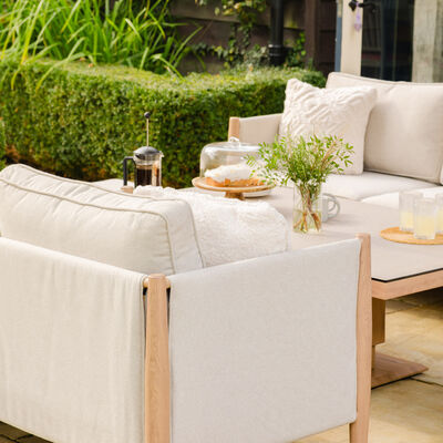 Maze - Burford 3 Seat Aluminium Sofa Dining Set with Rising Table & Footstools - Almond product image