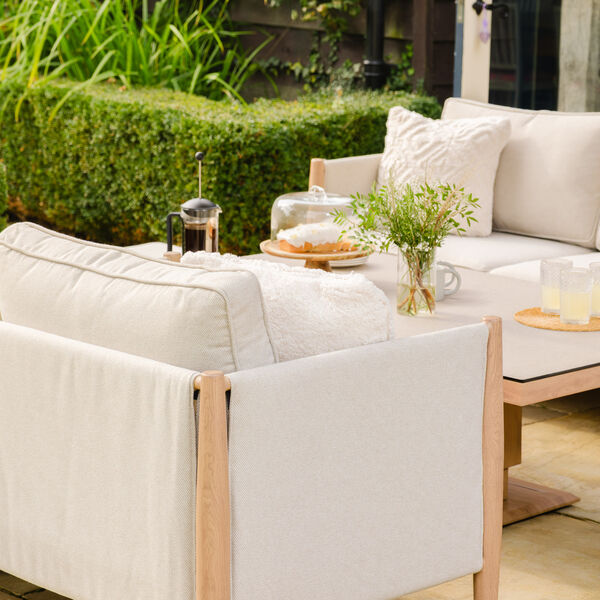 Maze - Burford 3 Seat Aluminium Sofa Dining Set with Rising Table & Footstools - Almond product image