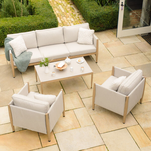 Maze - Burford 3 Seat Aluminium Sofa Set with Rectangular Coffee Table - Almond product image
