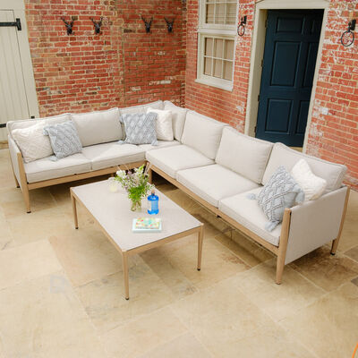 Maze - Burford Large Aluminium Corner Sofa Set with Rectangular Coffee Table - Almond product image